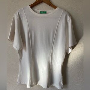 United Colors of Benetton Women’s Short Sleeve  Offwhite T-Shirt Size Meeium
